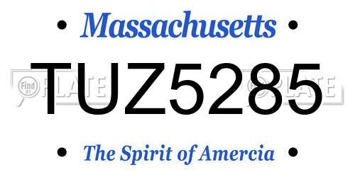 TUZ5285 Massachusetts License Plate