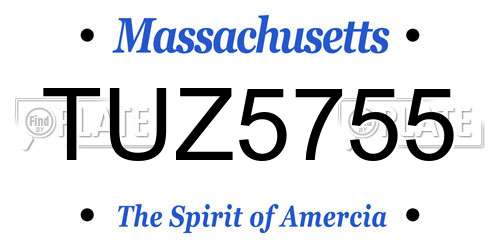 TUZ5755 Massachusetts License Plate