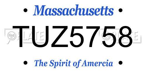 TUZ5758 Massachusetts License Plate