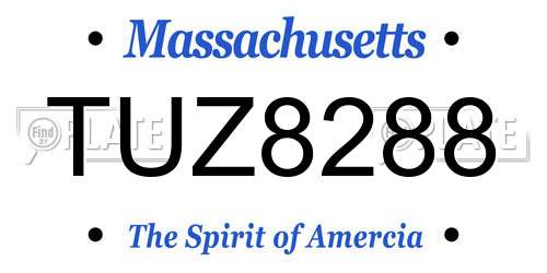 TUZ8288 Massachusetts License Plate
