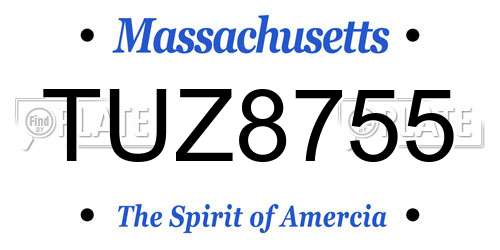 TUZ8755 Massachusetts License Plate