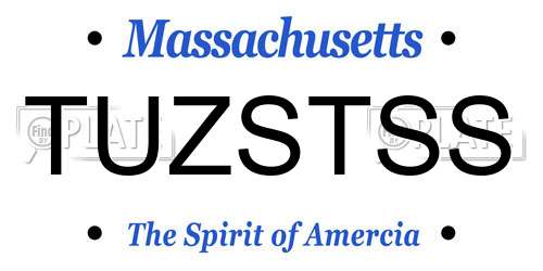 TUZSTSS Massachusetts License Plate