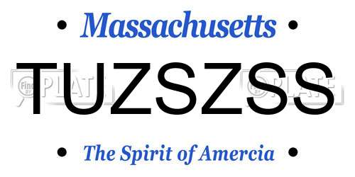 TUZSZSS Massachusetts License Plate