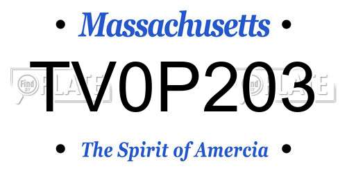TV0P203 Massachusetts License Plate