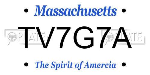 TV7G7A Massachusetts License Plate