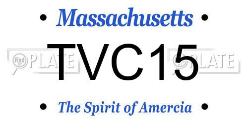 TVC15 Massachusetts License Plate