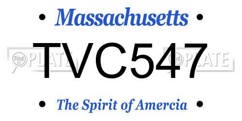 TVC547 Massachusetts License Plate