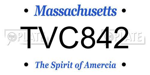 TVC842 Massachusetts License Plate