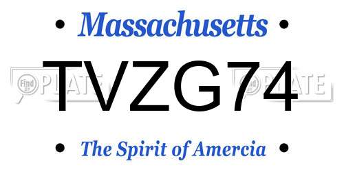 TVZG74 Massachusetts License Plate