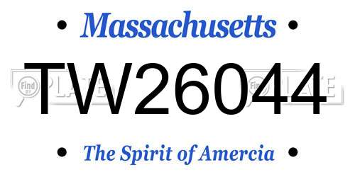 TW26044 Massachusetts License Plate