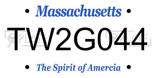 TW2G044 Massachusetts License Plate