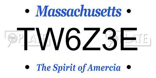 TW6Z3E Massachusetts License Plate