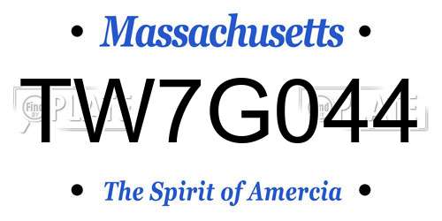 TW7G044 Massachusetts License Plate