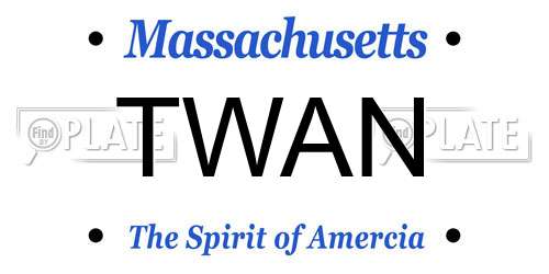 TWAN Massachusetts License Plate