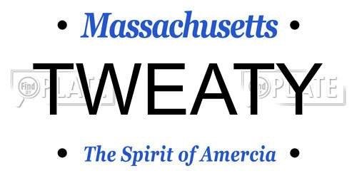 TWEATY Massachusetts License Plate