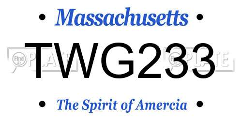 TWG233 Massachusetts License Plate