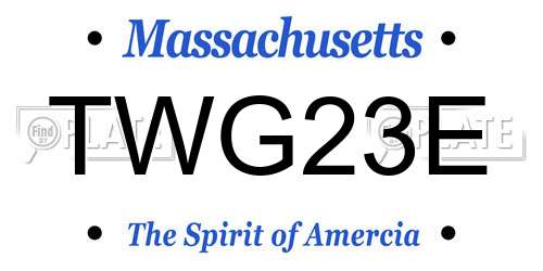 TWG23E Massachusetts License Plate