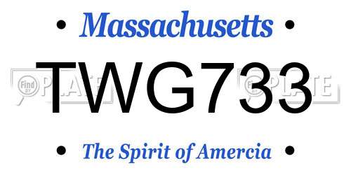 TWG733 Massachusetts License Plate