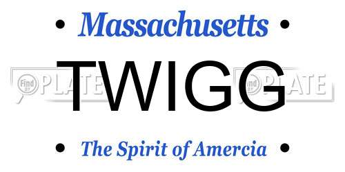 TWIGG Massachusetts License Plate