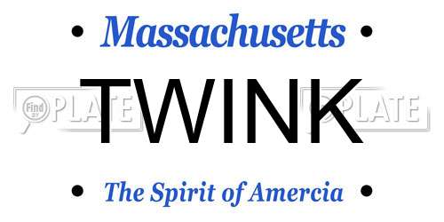 TWINK Massachusetts License Plate
