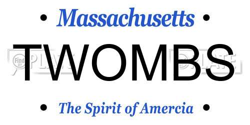 TWOMBS Massachusetts License Plate