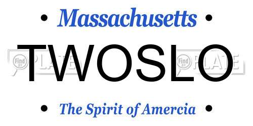 TWOSLO Massachusetts License Plate