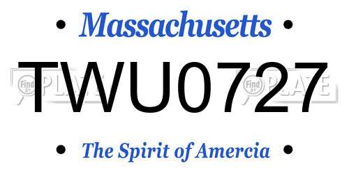 TWU0727 Massachusetts License Plate