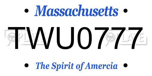 TWU0777 Massachusetts License Plate