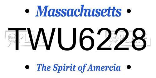 TWU6228 Massachusetts License Plate