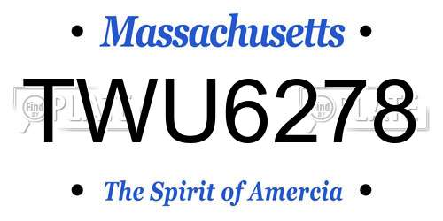 TWU6278 Massachusetts License Plate