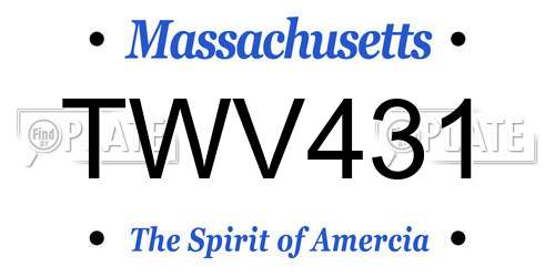 TWV431 Massachusetts License Plate