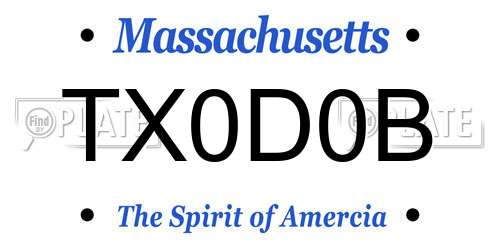 TX0D0B Massachusetts License Plate