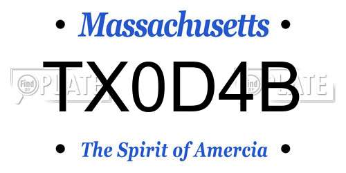 TX0D4B Massachusetts License Plate