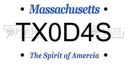 TX0D4S Massachusetts License Plate
