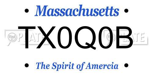 TX0Q0B Massachusetts License Plate