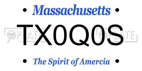 TX0Q0S Massachusetts License Plate