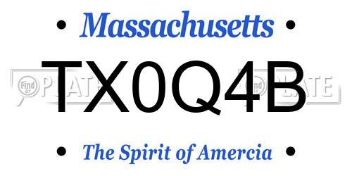 TX0Q4B Massachusetts License Plate