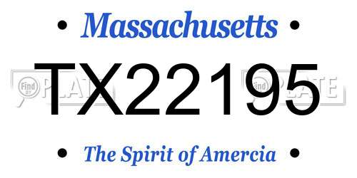 TX22195 Massachusetts License Plate