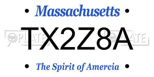 TX2Z8A Massachusetts License Plate