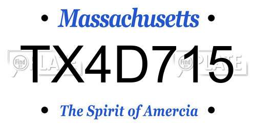 TX4D715 Massachusetts License Plate