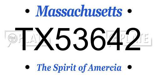 TX53642 Massachusetts License Plate