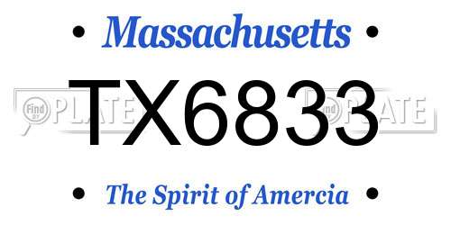 TX6833 Massachusetts License Plate