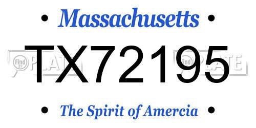 TX72195 Massachusetts License Plate