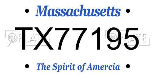TX77195 Massachusetts License Plate