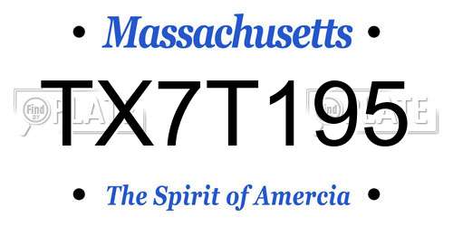 TX7T195 Massachusetts License Plate