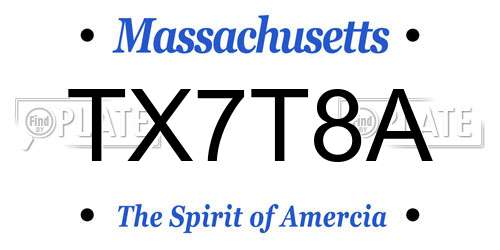 TX7T8A Massachusetts License Plate