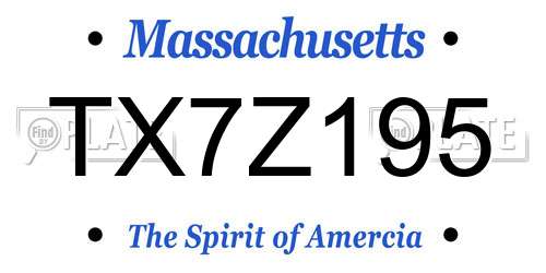 TX7Z195 Massachusetts License Plate