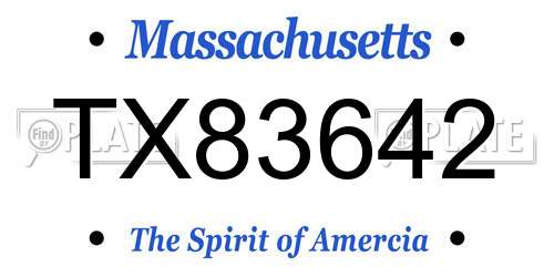 TX83642 Massachusetts License Plate