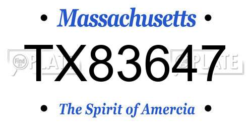 TX83647 Massachusetts License Plate