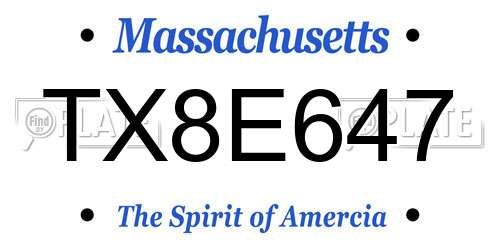 TX8E647 Massachusetts License Plate